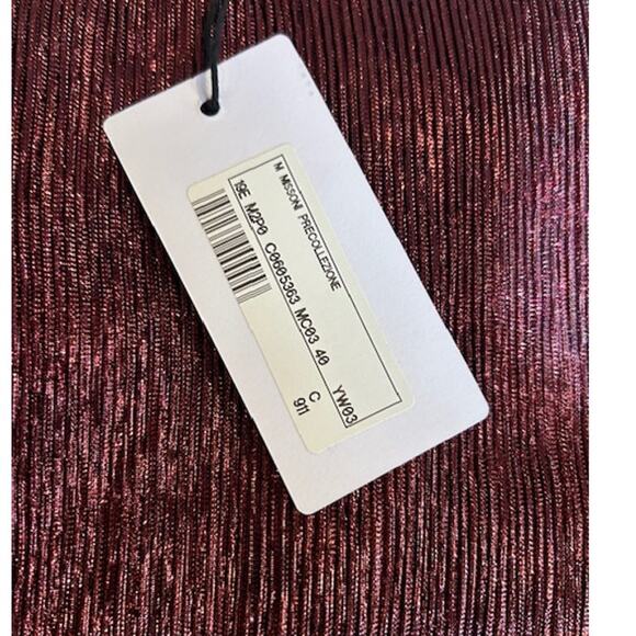 NWT M MISSONI Rust Maroon Metallic Lame Pencil Straight Zip Party IT 40 US 4 - Picture 6 of 11